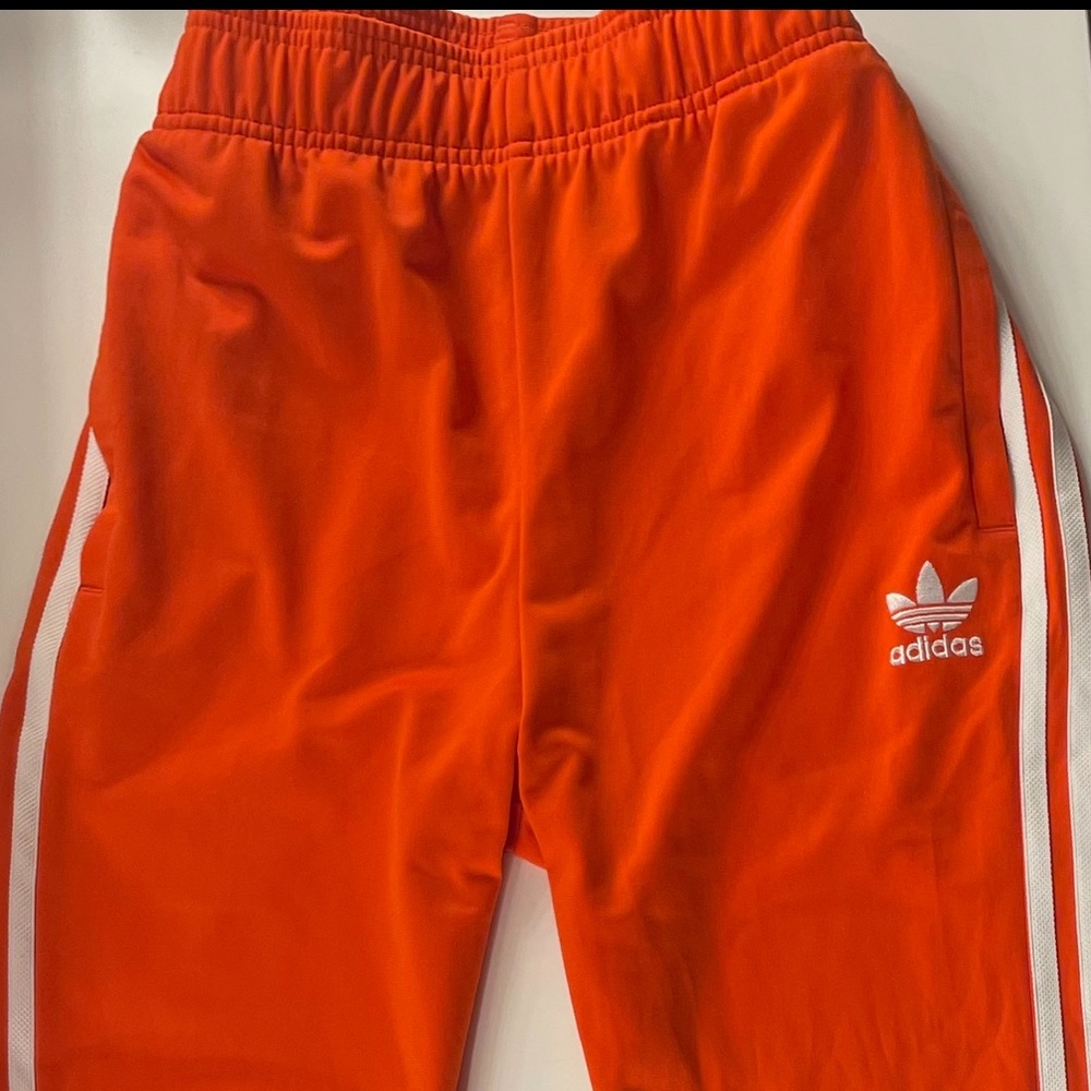 orange adidas joggers